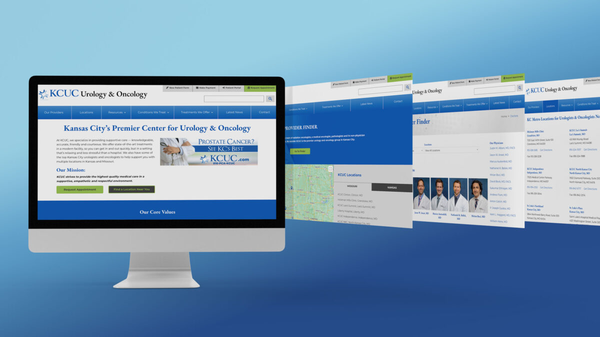 Desktop views of KCUC's website