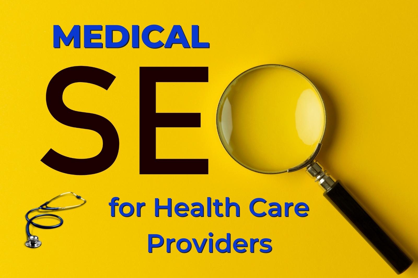 SEO spelled out with a magnifying glass