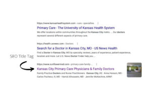 Example of an SEO title tag in the search results