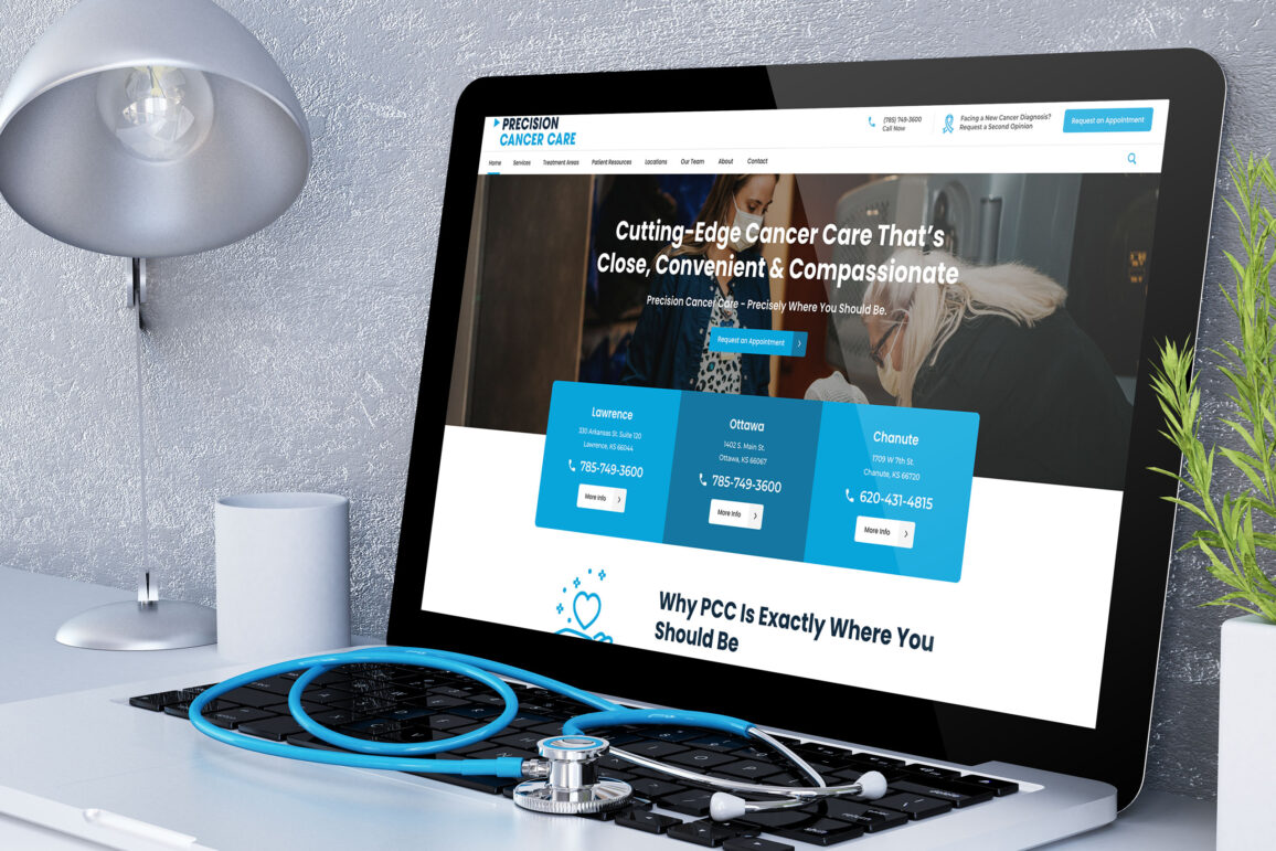 Laptop view of Precision Cancer Care's website