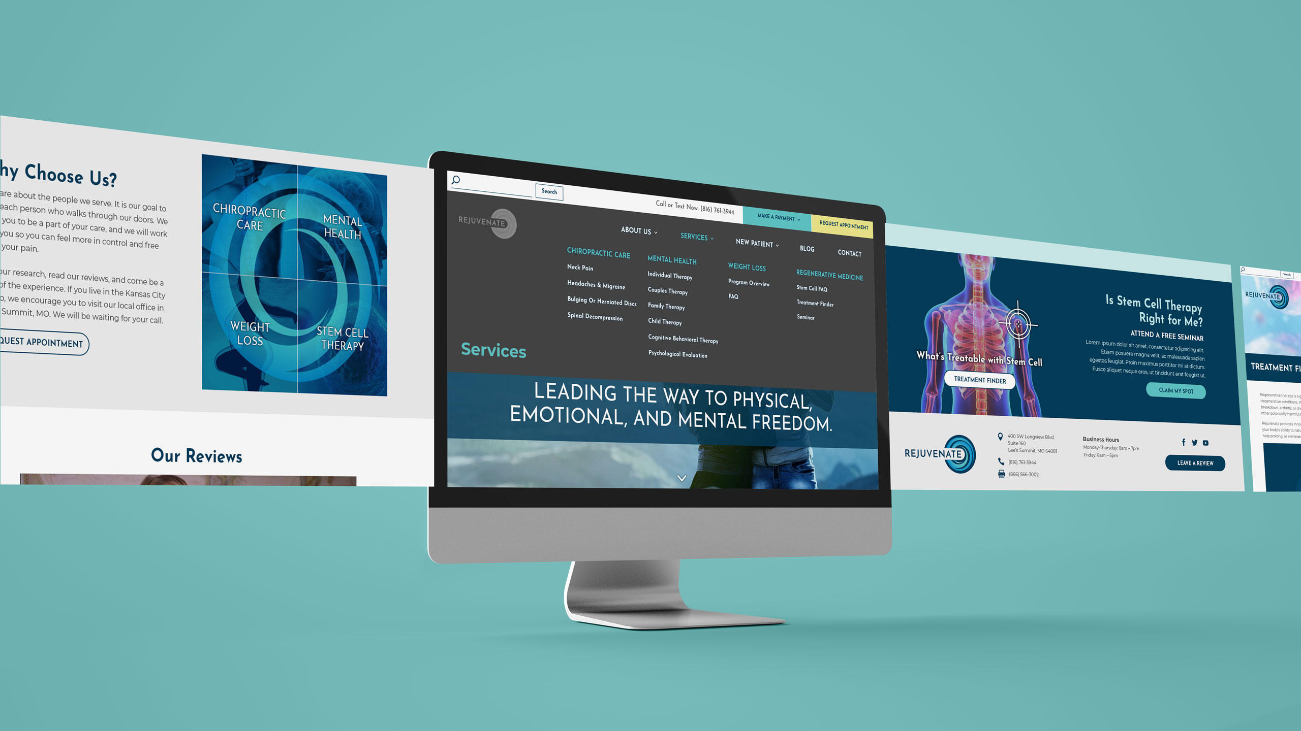 Rejuvenate-website-screens Computer view of Rejuvenate's website