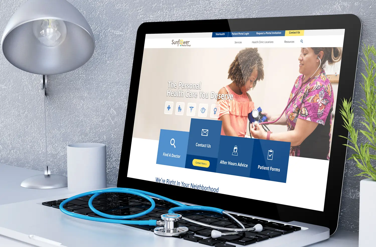 Laptop view of Sunflower Medical Group's website